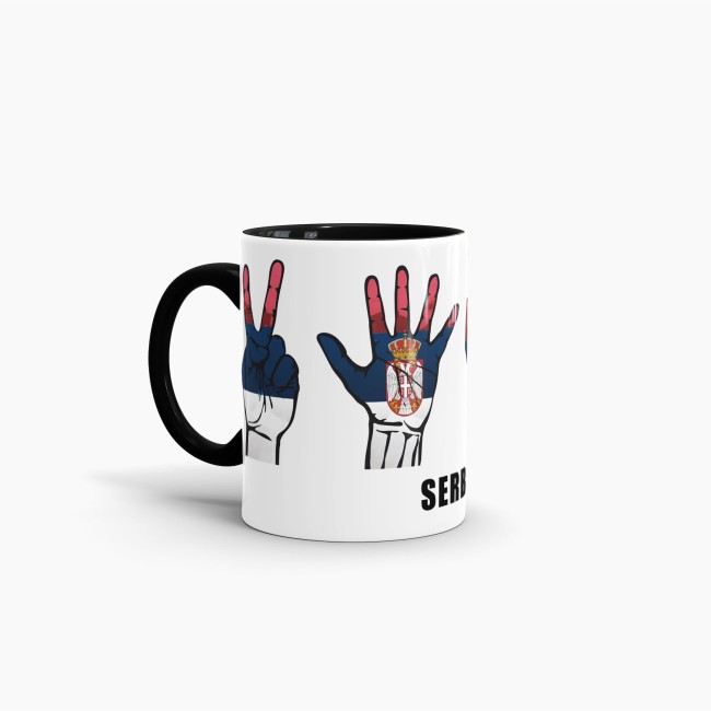 Tasse Handzeichen Serbien Schwarz