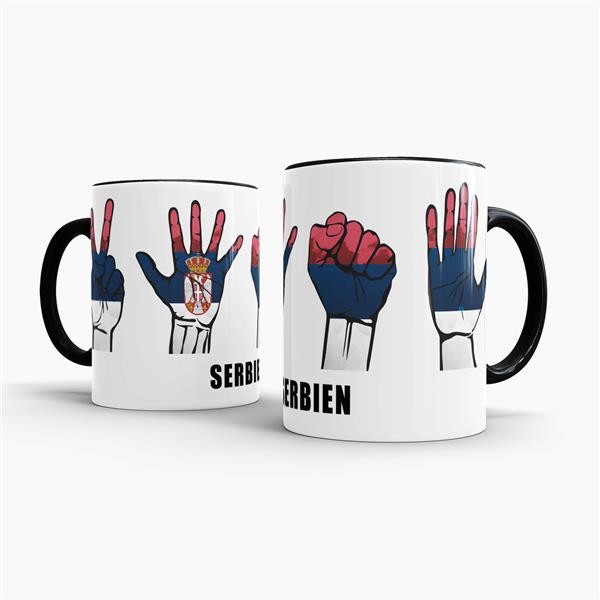 Tasse Handzeichen Serbien Schwarz
