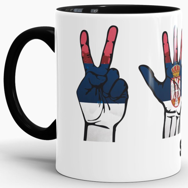Tasse Handzeichen Serbien Schwarz