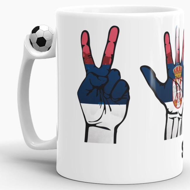Tasse Handzeichen Serbien Fussball