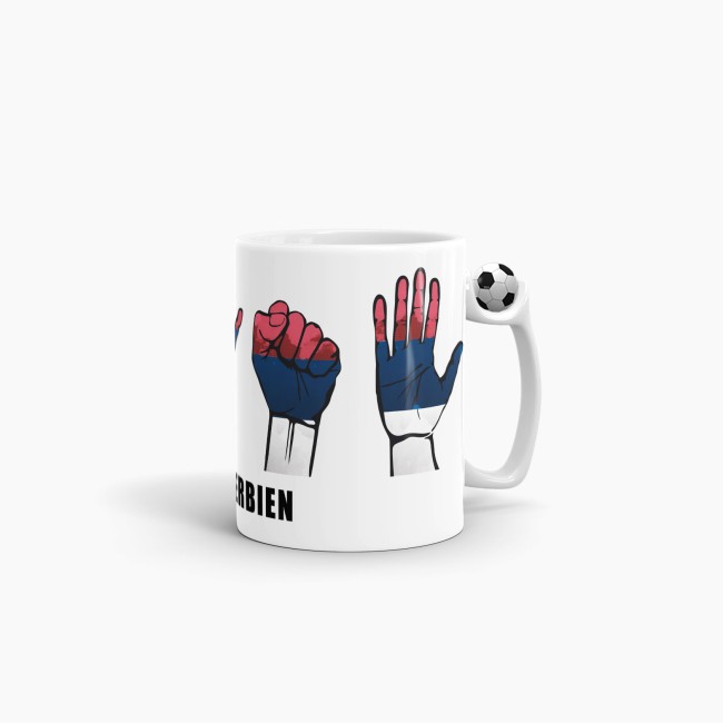 Tasse Handzeichen Serbien Fussball