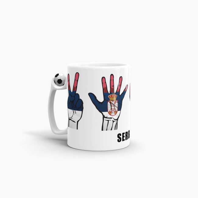 Tasse Handzeichen Serbien Fussball