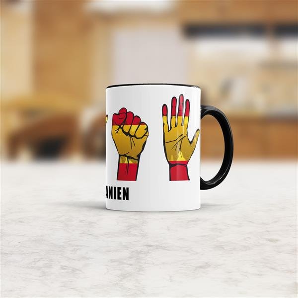 Tasse Handzeichen Spanien Schwarz