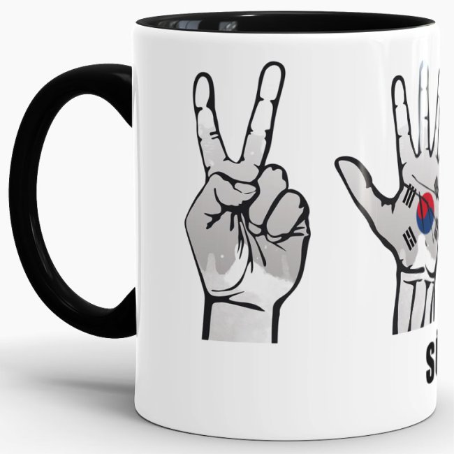 Tasse Handzeichen S&uuml;dkorea Schwarz