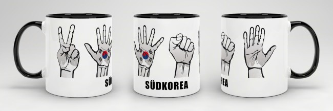 Tasse Handzeichen S&uuml;dkorea Schwarz