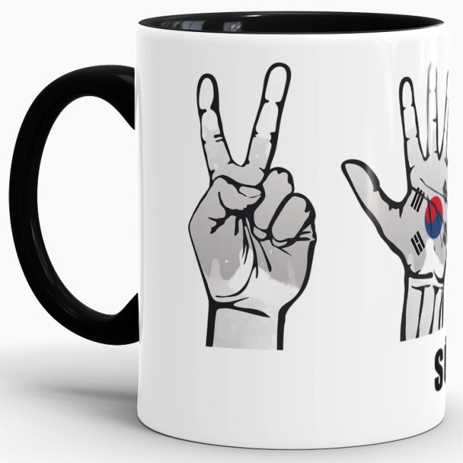 Tasse Handzeichen S&uuml;dkorea Schwarz