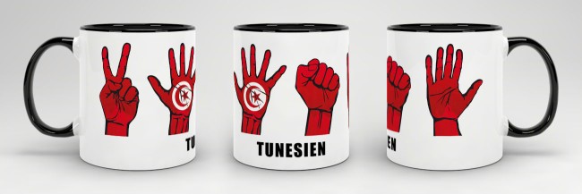 Tasse Handzeichen Tunesien Schwarz