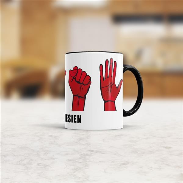 Tasse Handzeichen Tunesien Schwarz