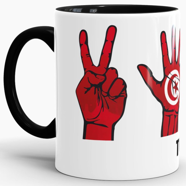 Tasse Handzeichen Tunesien Schwarz