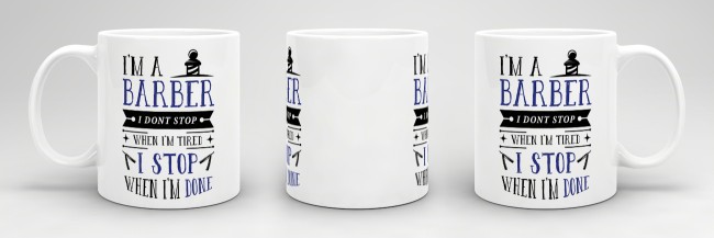 Tasse I&acute;m a Barber Blau Weiss