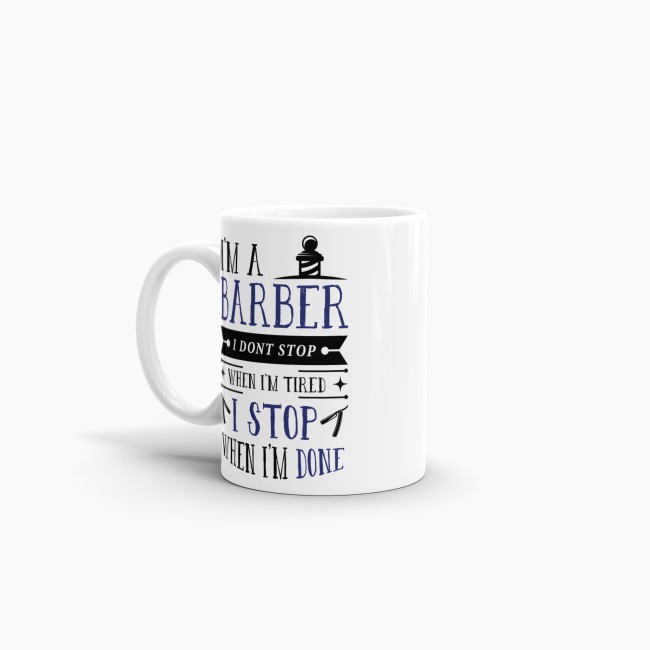 Tasse I&acute;m a Barber Blau Weiss