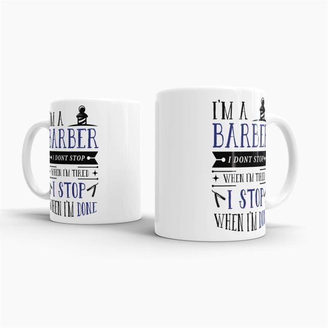 Tasse I&acute;m a Barber Blau Weiss