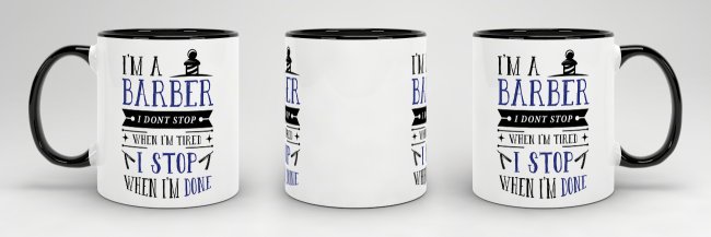 Tasse I&acute;m a Barber Blau Schwarz