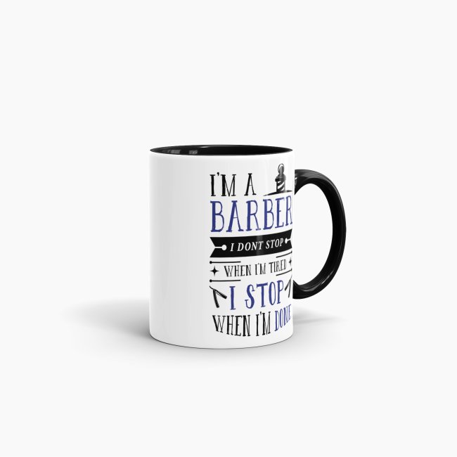 Tasse I&acute;m a Barber Blau Schwarz