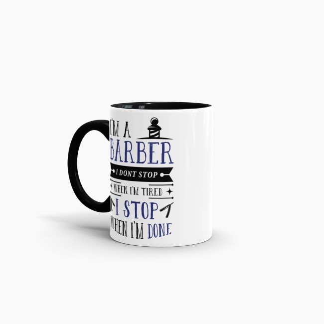 Tasse I&acute;m a Barber Blau Schwarz