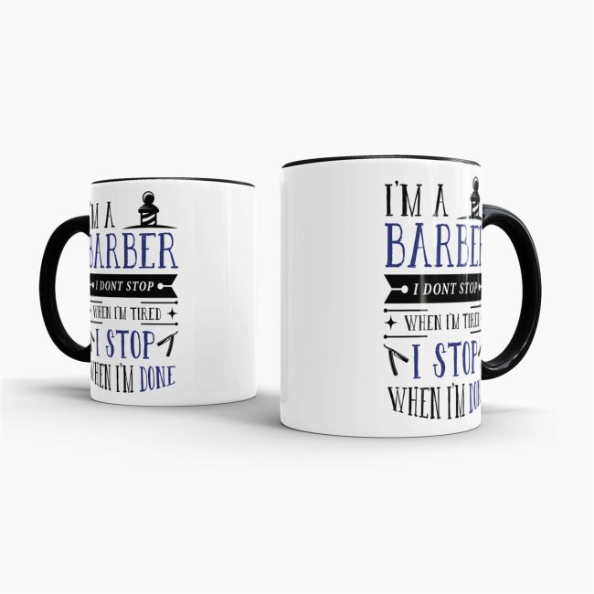 Tasse I&acute;m a Barber Blau Schwarz