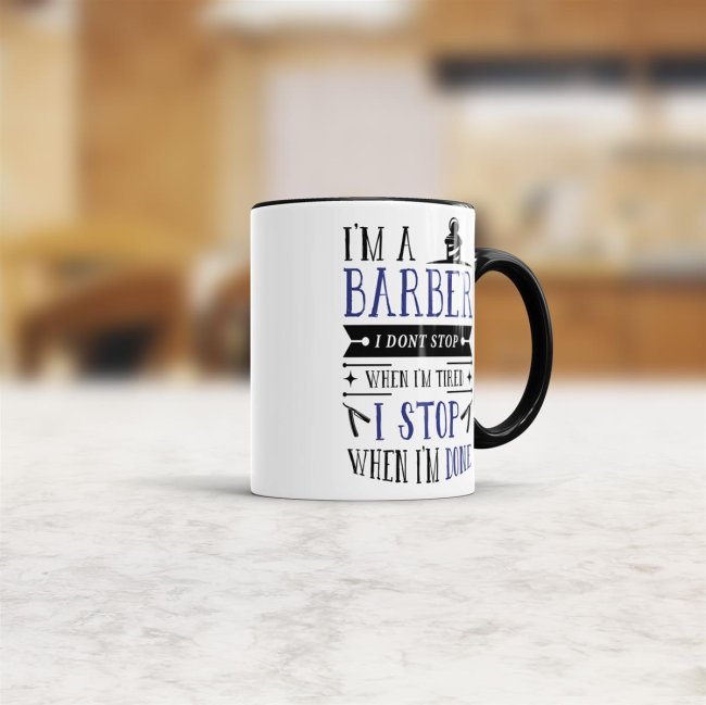 Tasse I&acute;m a Barber Blau Schwarz