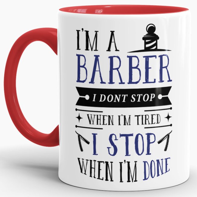 Tasse I&acute;m a Barber Blau Rot