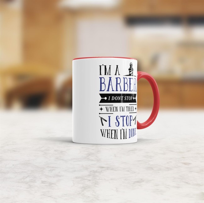 Tasse I&acute;m a Barber Blau Rot