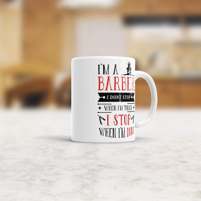 Tasse I&acute;m a Barber Rot Weiss