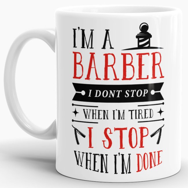 Tasse I&acute;m a Barber Rot Weiss