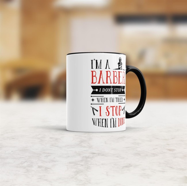 Tasse I&acute;m a Barber Rot Schwarz