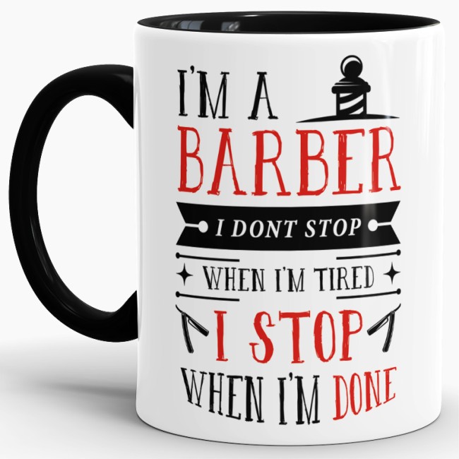 Tasse I&acute;m a Barber Rot Schwarz