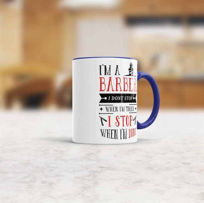 Tasse I&acute;m a Barber Rot Dunkelblau