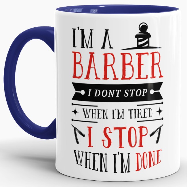 Tasse I&acute;m a Barber Rot Dunkelblau