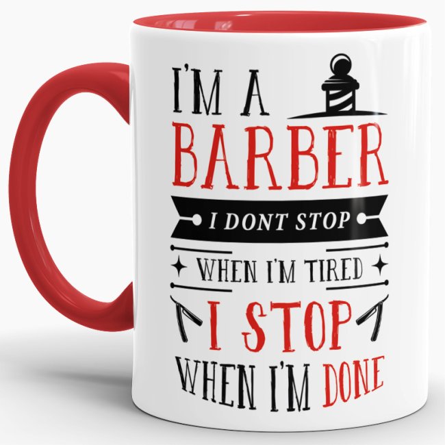 Tasse I&acute;m a Barber Rot Rot