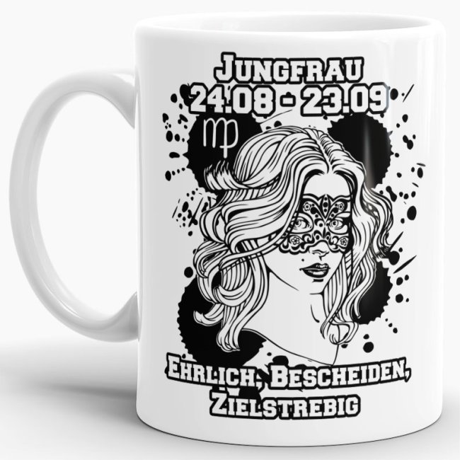 Sternzeichen-Tasse - Sternzeichen Jungfrau - Wei&szlig;