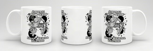 Sternzeichen-Tasse - Sternzeichen Jungfrau - Wei&szlig;