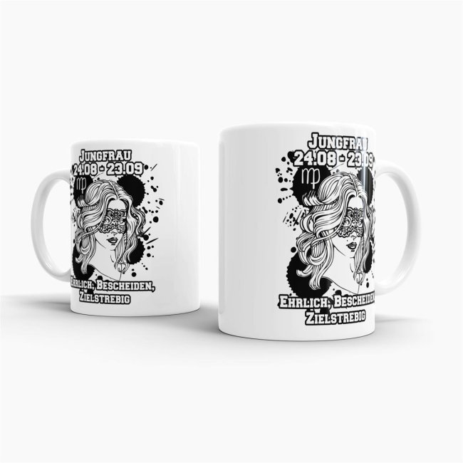 Sternzeichen-Tasse - Sternzeichen Jungfrau - Wei&szlig;