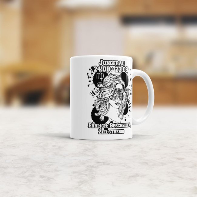 Sternzeichen-Tasse - Sternzeichen Jungfrau - Wei&szlig;