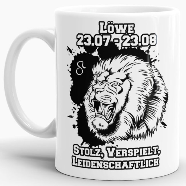 Sternzeichen-Tasse - Sternzeichen L&ouml;we - Wei&szlig;