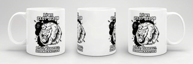 Sternzeichen-Tasse - Sternzeichen L&ouml;we - Wei&szlig;