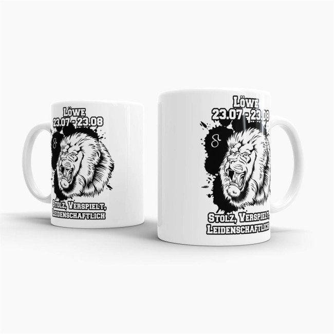Sternzeichen-Tasse - Sternzeichen L&ouml;we - Wei&szlig;