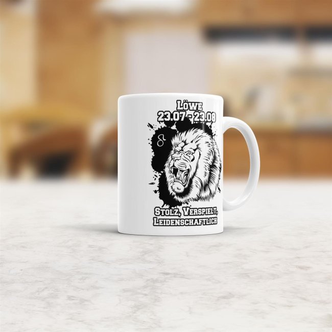 Sternzeichen-Tasse - Sternzeichen L&ouml;we - Wei&szlig;