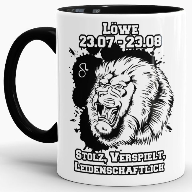 Sternzeichen-Tasse - Sternzeichen L&ouml;we - Schwarz