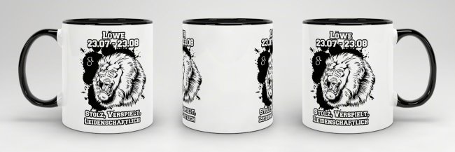 Sternzeichen-Tasse - Sternzeichen L&ouml;we - Schwarz