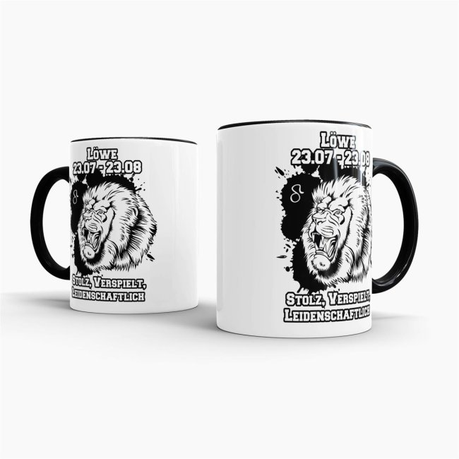 Sternzeichen-Tasse - Sternzeichen L&ouml;we - Schwarz