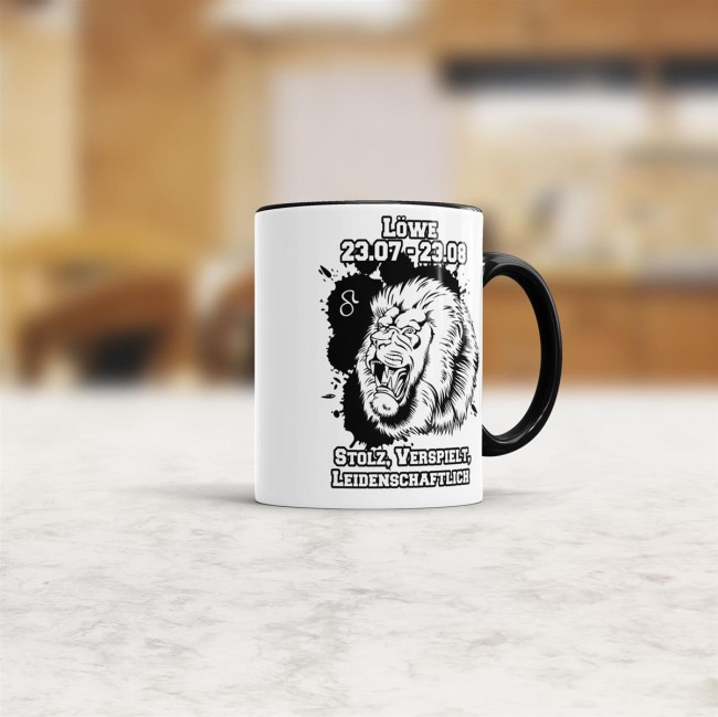 Sternzeichen-Tasse - Sternzeichen L&ouml;we - Schwarz
