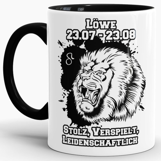 Sternzeichen-Tasse - Sternzeichen L&ouml;we - Schwarz