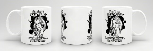 Sternzeichen-Tasse - Sternzeichen Sch&uuml;tze - Wei&szlig;