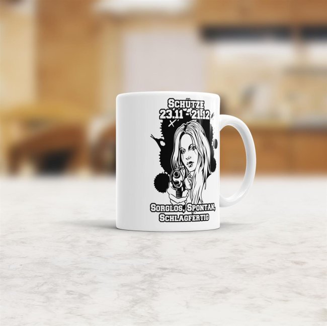 Sternzeichen-Tasse - Sternzeichen Sch&uuml;tze - Wei&szlig;