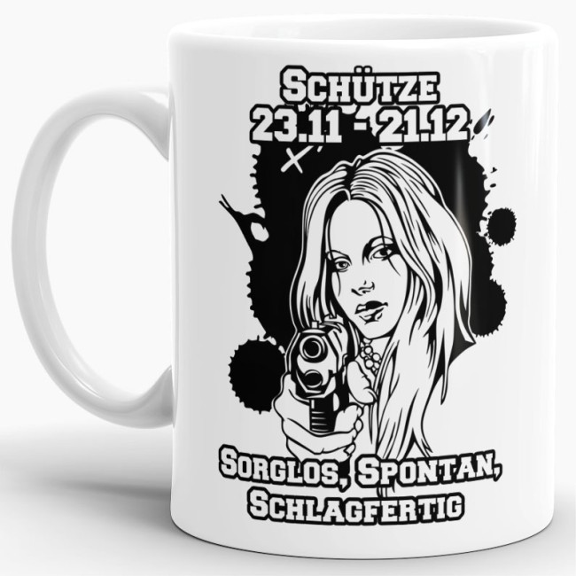 Sternzeichen-Tasse - Sternzeichen Sch&uuml;tze - Wei&szlig;