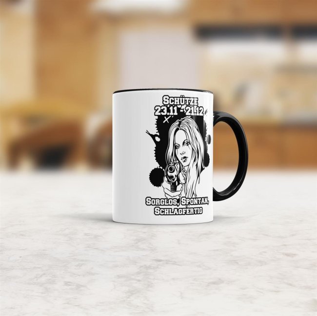 Sternzeichen-Tasse - Sternzeichen Sch&uuml;tze - Schwarz