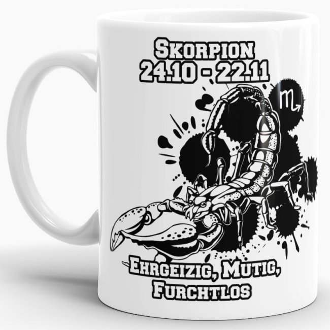 Sternzeichen-Tasse - Sternzeichen Skorpion - Wei&szlig;