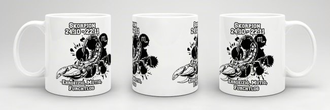 Sternzeichen-Tasse - Sternzeichen Skorpion - Wei&szlig;