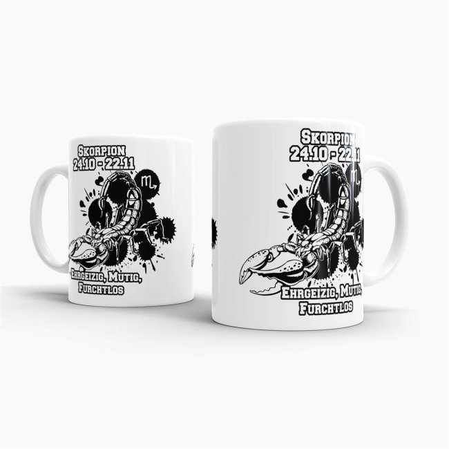 Sternzeichen-Tasse - Sternzeichen Skorpion - Wei&szlig;